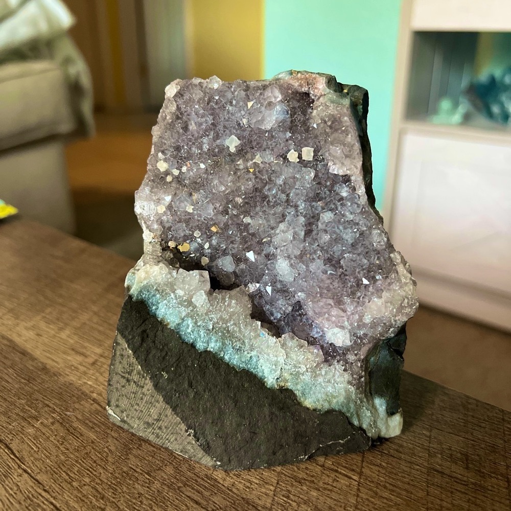 Amethyst cut base with calcite